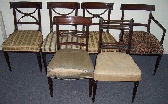 Appraisal: A Regency mahogany armchair with upholstered seat on turned legs