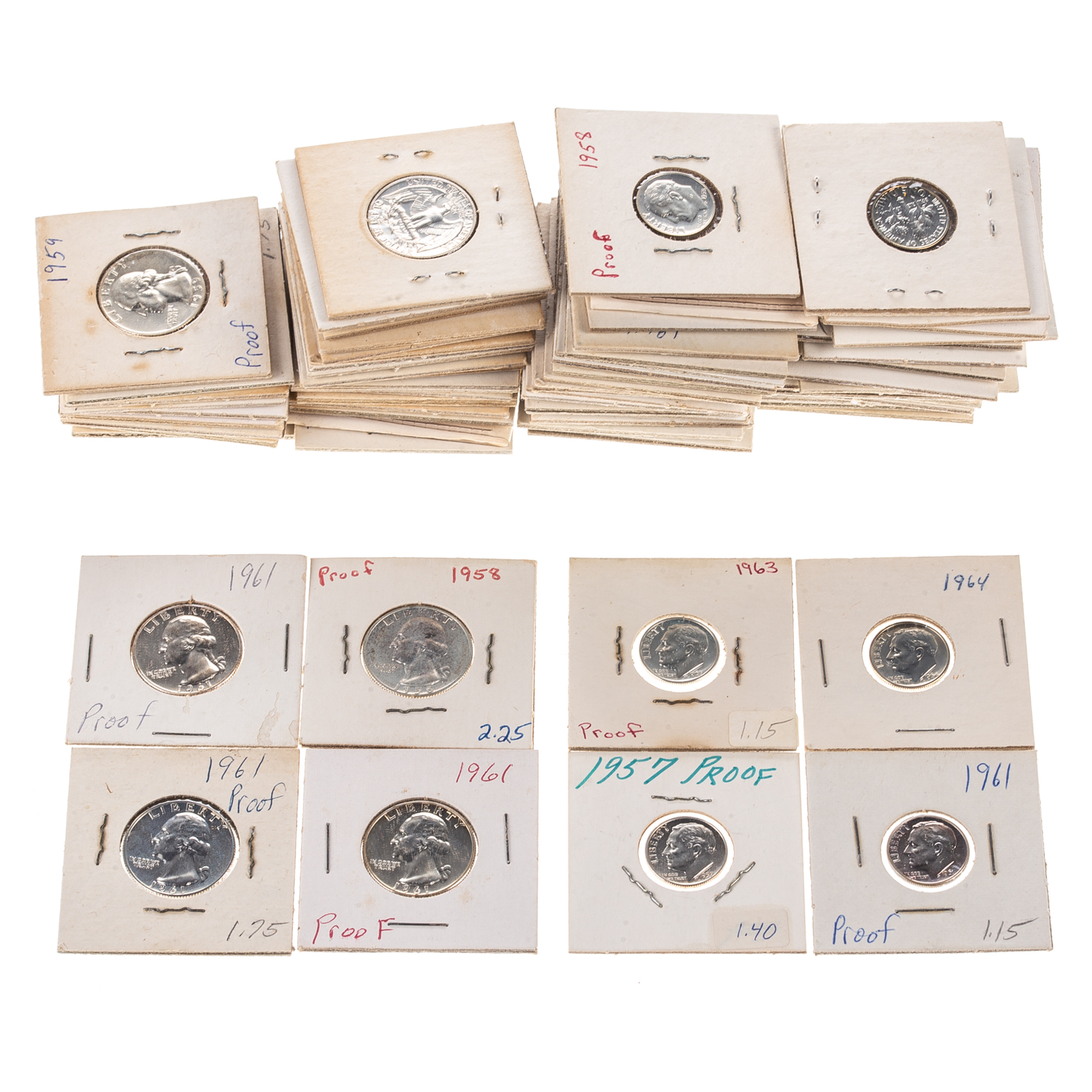 Appraisal: PROOF SILVER DIMES QUARTERS - Dimes - - - -