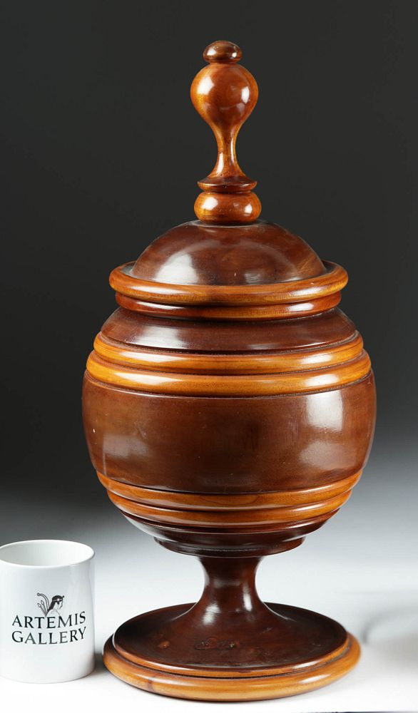 Appraisal: Fabulous th C Hawaiian Milo Wood Lidded Urn New World