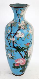 Appraisal: Chinese enamel vase with flowers Chinese enamel vase with flowers