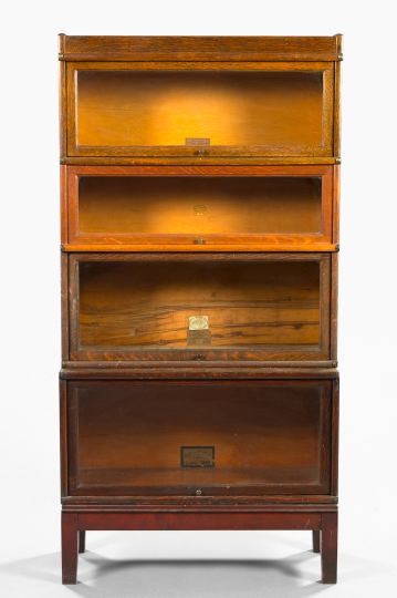 Appraisal: American Quarter-Sawn Oak Four-Stack Barrister's Bookcase early th century the