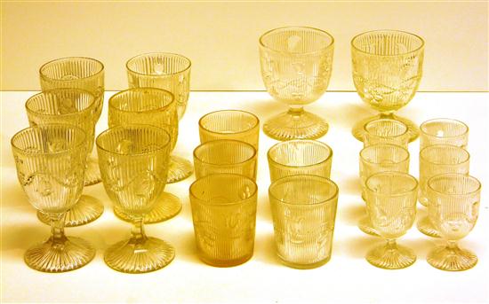 Appraisal: Bellflower pattern colorless glass including six short stem eight large