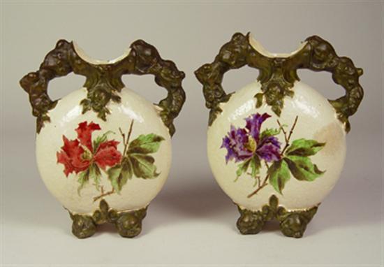 Appraisal: Pair of Stellmacher Turn Teplitz Footed Vases Each marked with