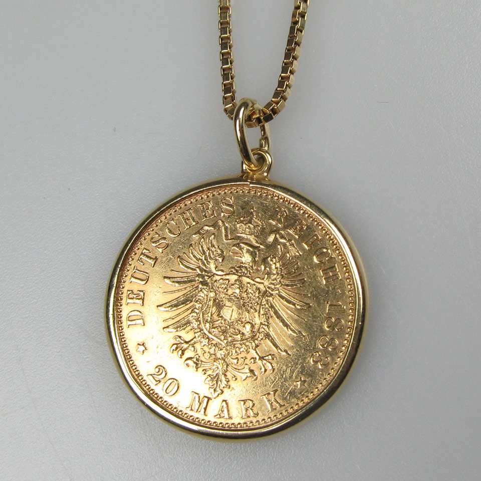 Appraisal: German Mark Gold Coin in a k yellow gold pendant