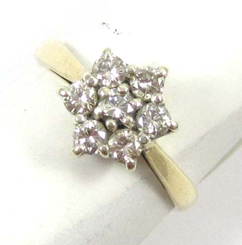 Appraisal: DIAMOND AND NINE KARAT GOLD RING set with a cluster