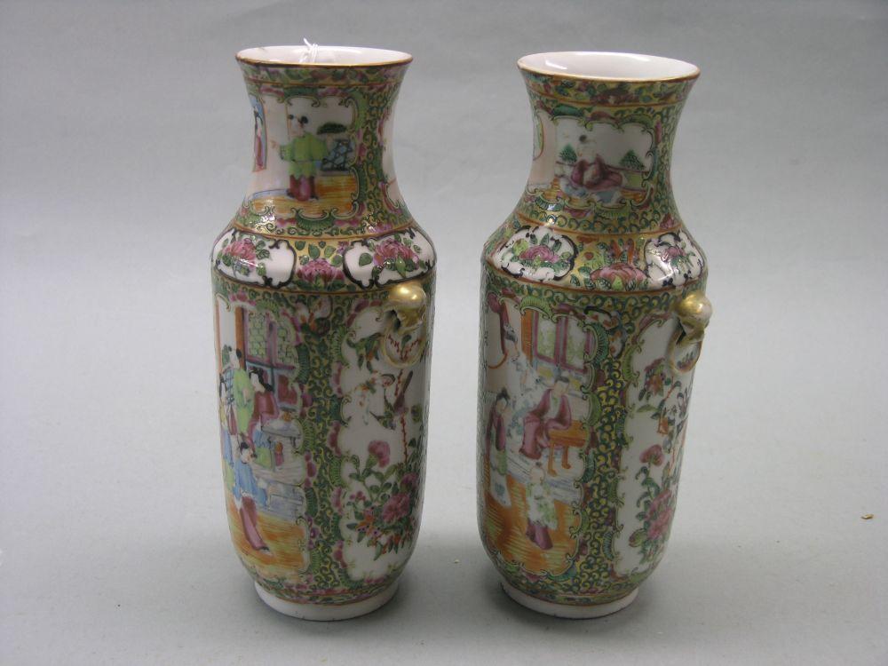 Appraisal: A pair of late th century Canton porcelain vases baluster