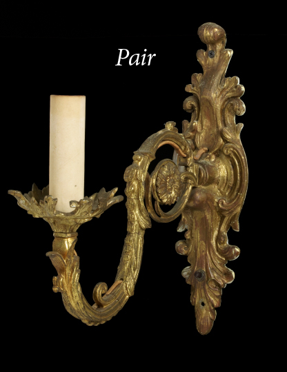 Appraisal: Pair of Napoleon III Gilt-Lacquered Bronze Single-Light Sconces third quarter