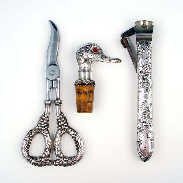 Appraisal: STERLING CIGAR CUTTER SCISSORS STOPPER To include Gorham sterling handled