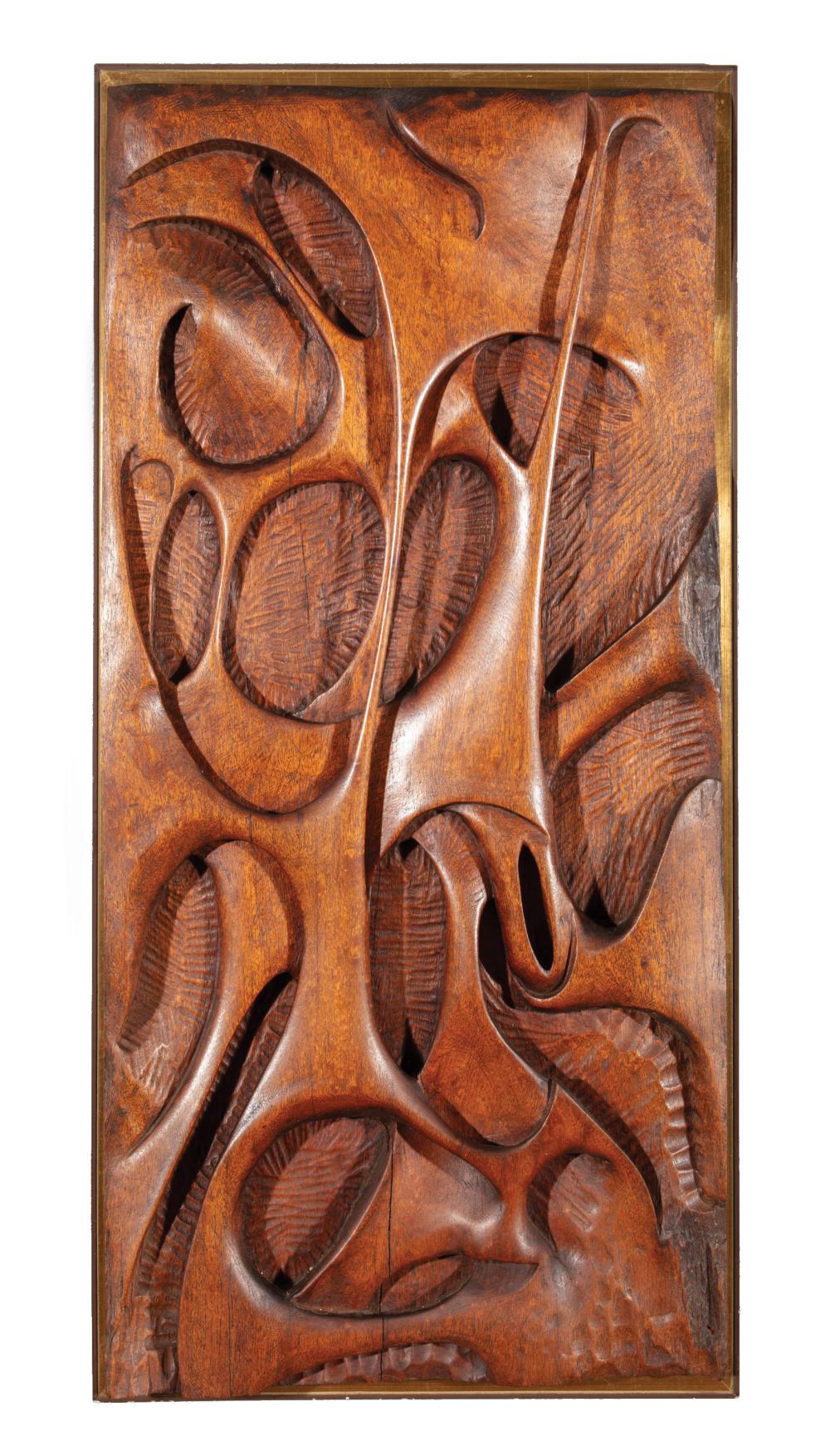 Appraisal: Mid-Century Modern Carved Jacaranda Abstract Wall Panel in x in