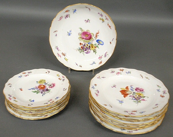 Appraisal: - Group of Meissen porcelain with floral and gilt decoration