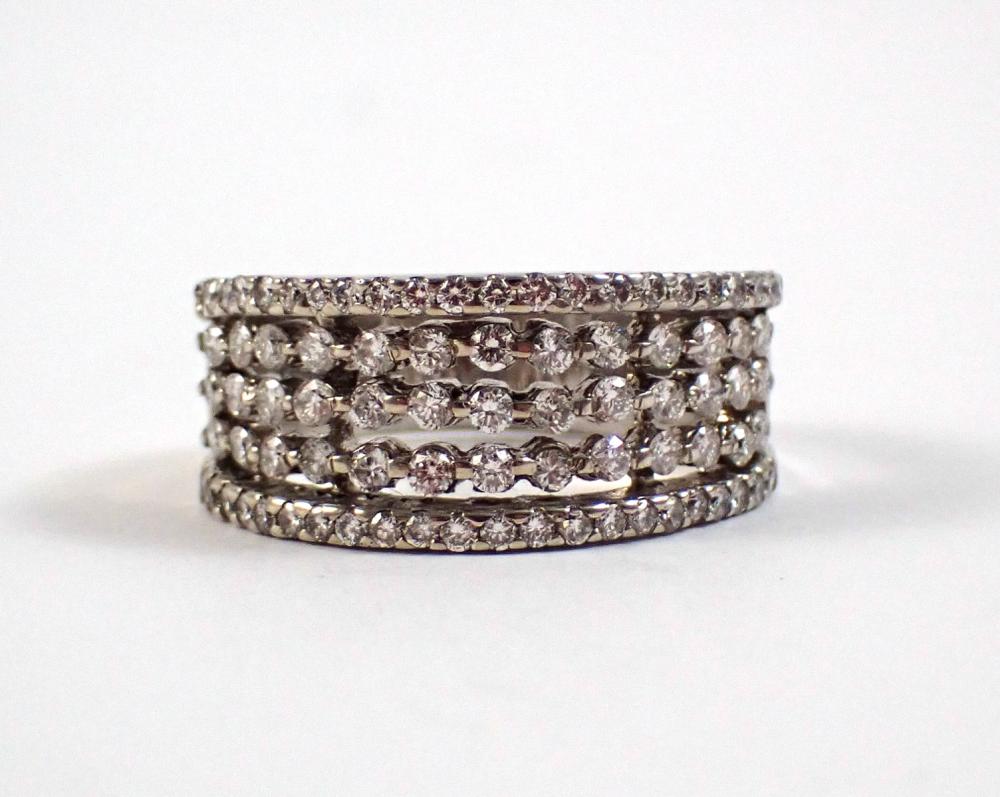 Appraisal: DIAMONDS AND EIGHTEEN KARAT WHITE GOLD RING set with five