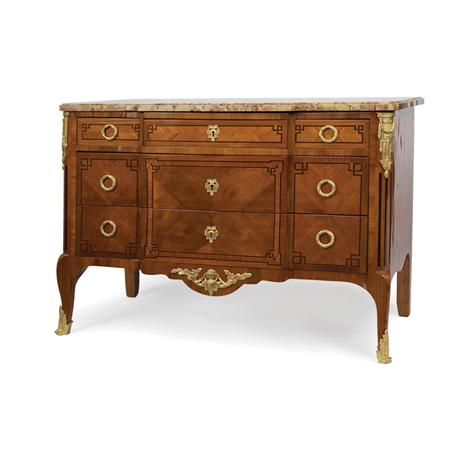 Appraisal: Transitional Louis XV XVI Style Gilt-Bronze Mounted Ebony Banded Tulipwood