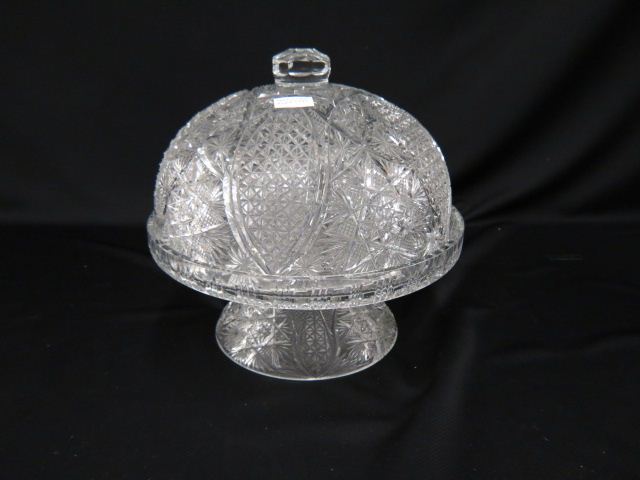 Appraisal: Cut Crystal Covered Cake or Pie Stand pedestal base tall