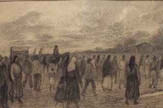 Appraisal: th C Charcoal Drawing Religious Procession Early th C Charcoal