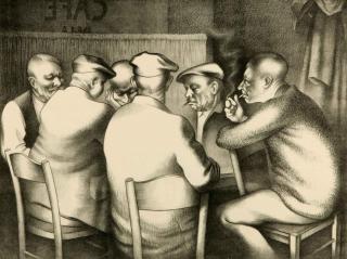 Appraisal: KENNETH ADAMS - PENCIL SIGNED LITHOGRAPH Titled 'Card Players' and