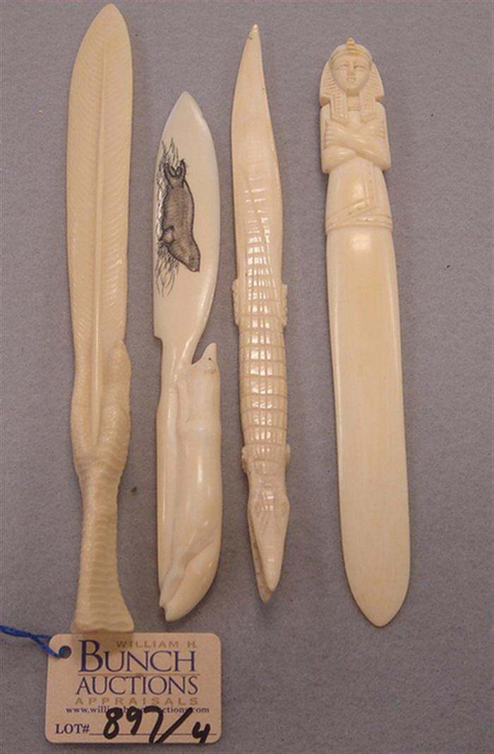 Appraisal: Lot of vintage letter openers Including one with a carved