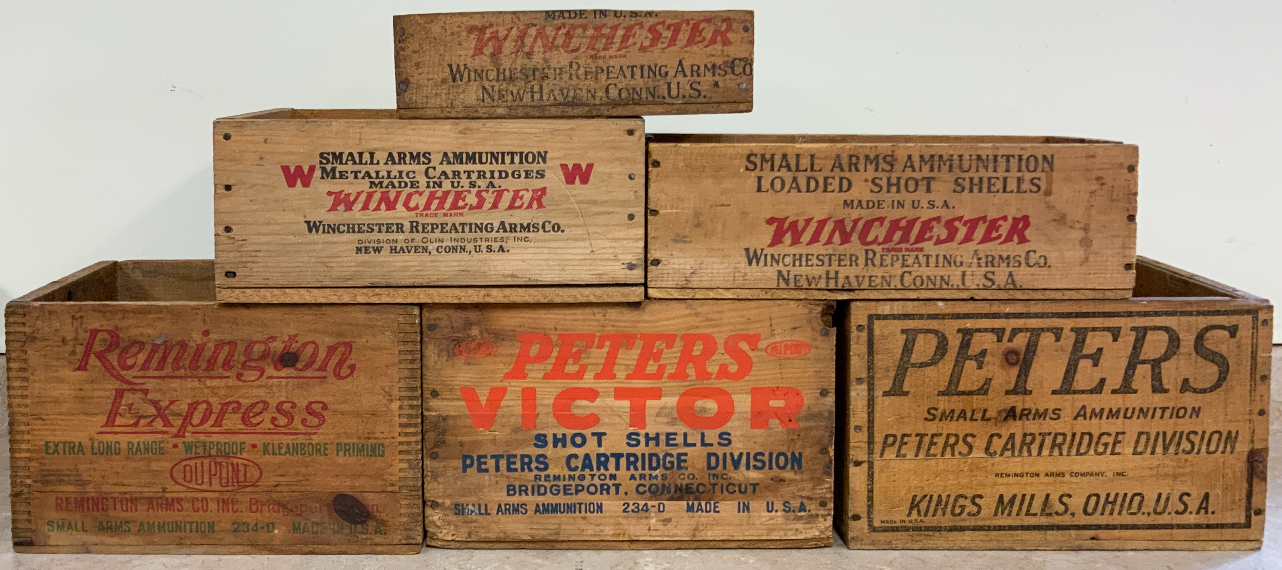 Appraisal: AMMUNITION CRATES POWDER KEGS Remington Winchester Peters