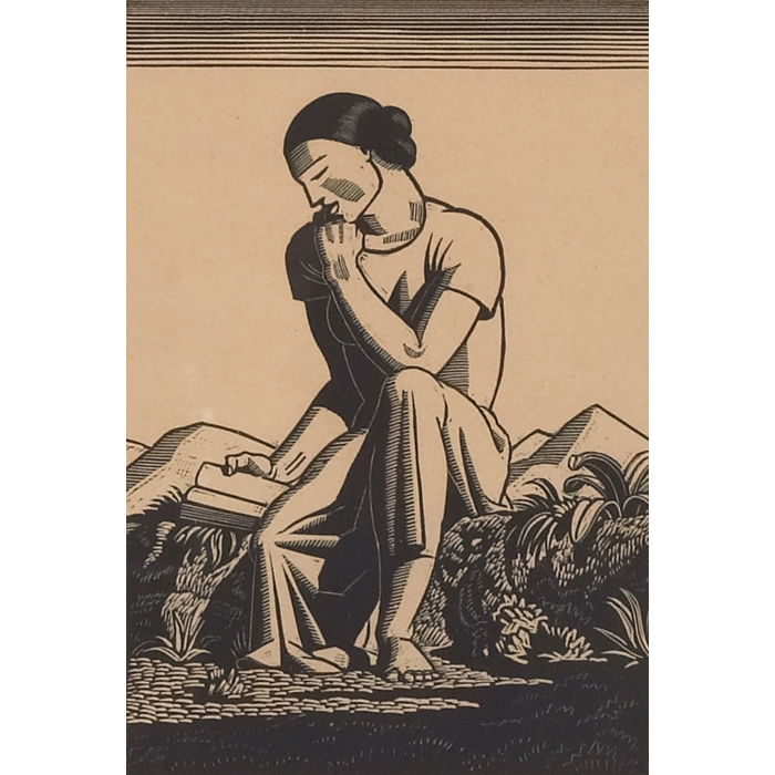 Appraisal: Rockwell Kent American - ''The Reader '' wood engraving ''