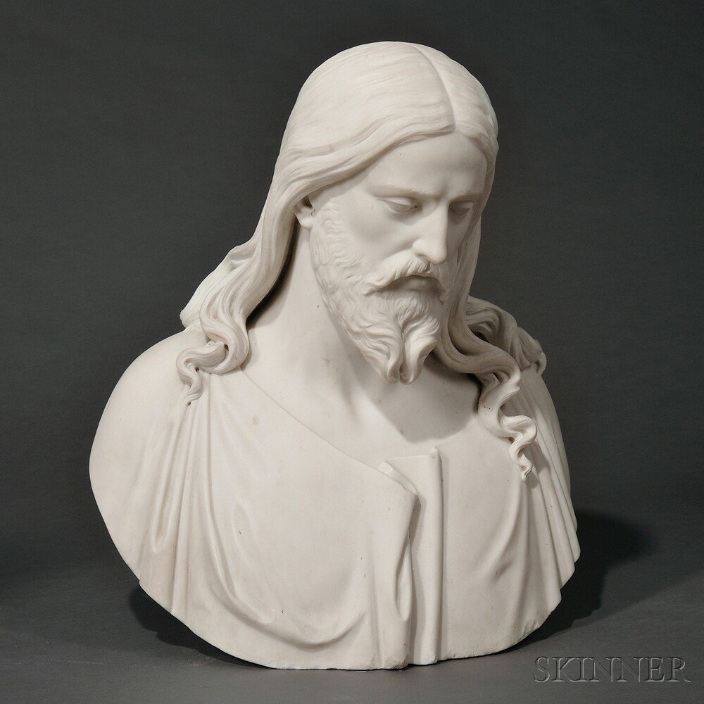 Appraisal: White Marble Bust of Jesus Christ mid to late th