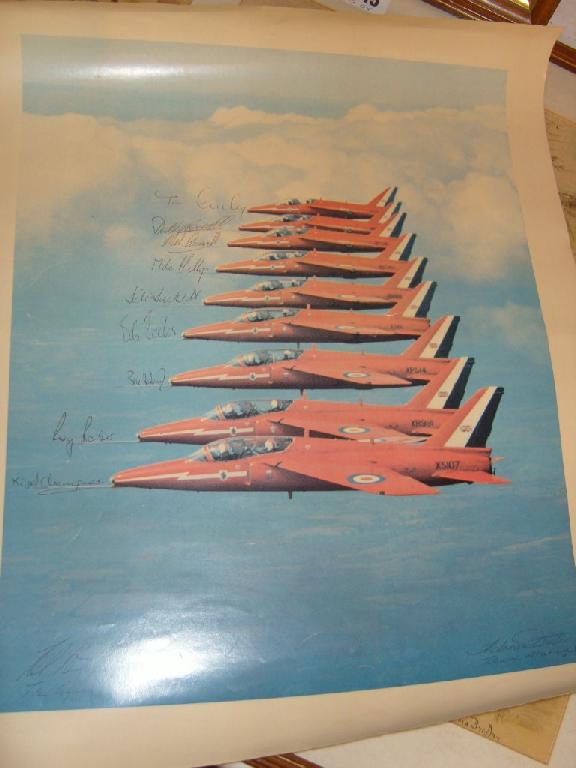 Appraisal: A coloured photographic print of The Red Arrows in formation