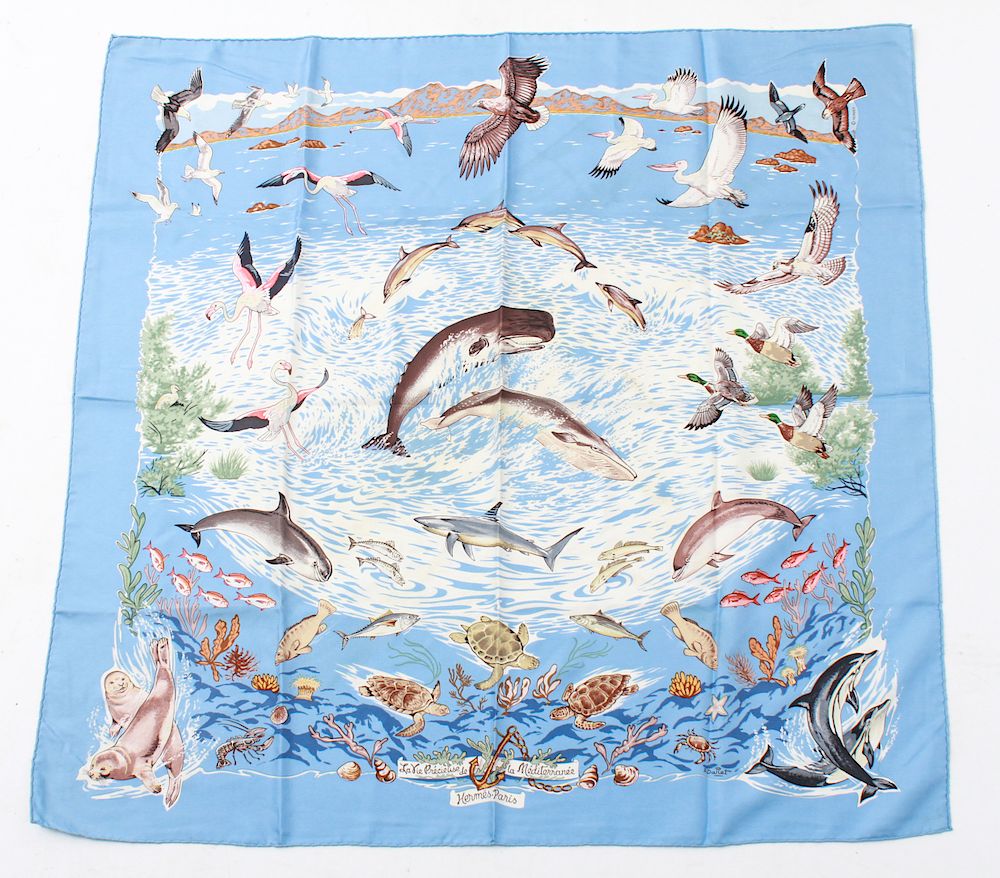 Appraisal: Hermes La Vie Precieuse Silk Scarf Hermes silk scarf La