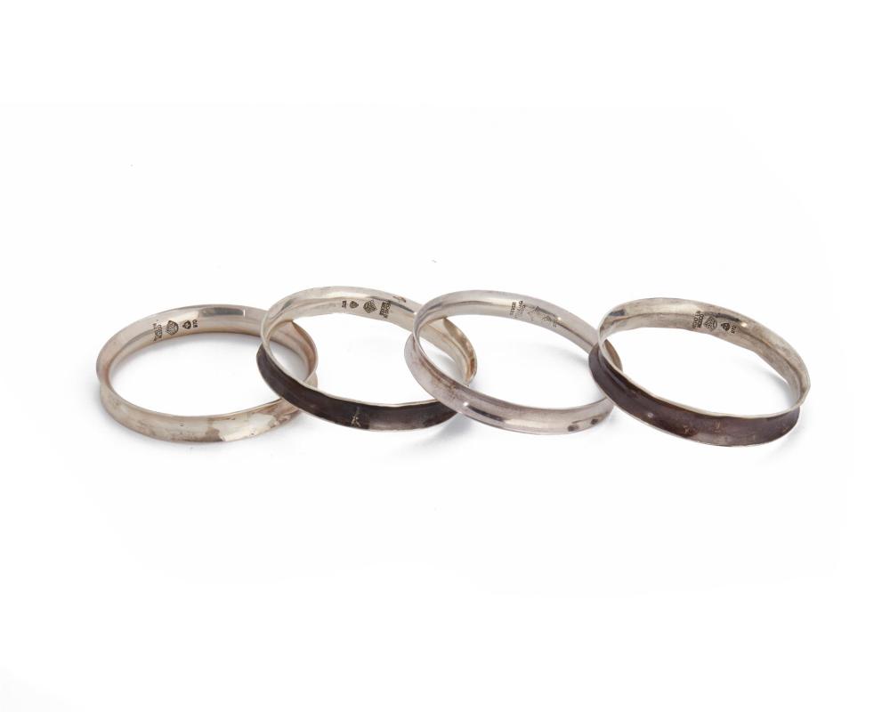 Appraisal: Four Antonio Pineda silver bangle bracelets Circa - Taxco Mexico