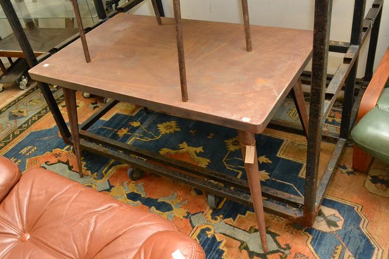 Appraisal: AN INDUSTRIAL TOLIX STYLE METAL TABLE AN INDUSTRIAL TOLIX STYLE