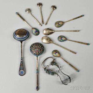 Appraisal: Eleven Pieces of Russian Silver Flatware most late th century