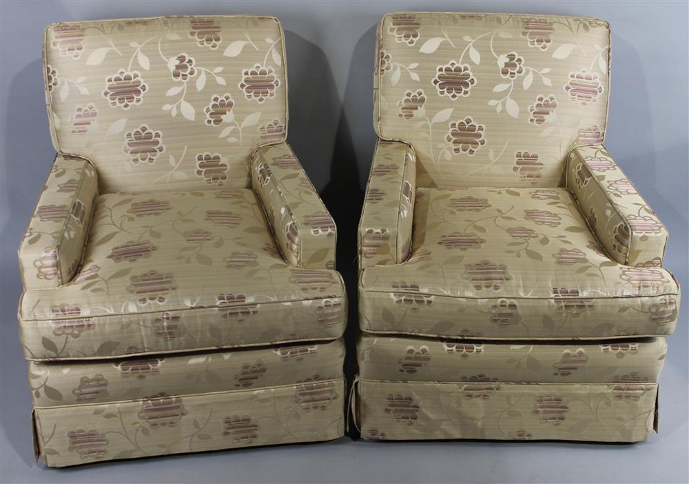 Appraisal: PAIR OF HIGHLAND COURT SILK PURPLE AND TAUPE CONTEMPORARY FLORAL