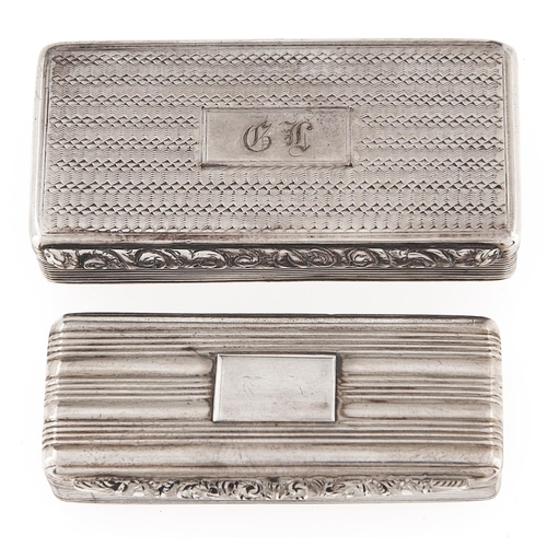 Appraisal: Two William IV silver snuff boxes engine turned with foliate