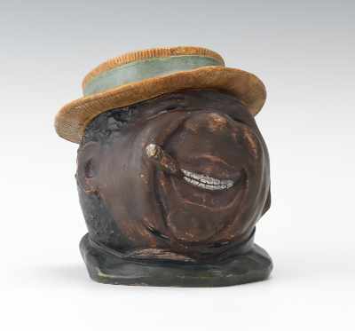 Appraisal: Johann Maresch Black Americana Character Head Tobacco Jar Ceramic with