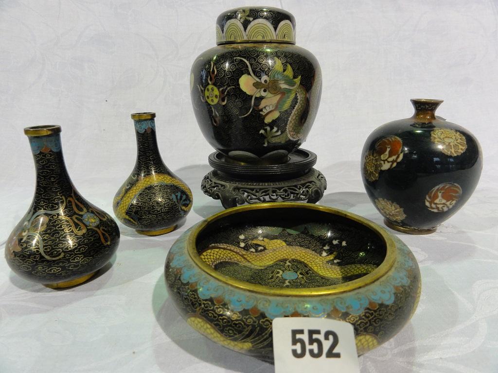 Appraisal: An interesting collection of cloisonne including a ginger jar with