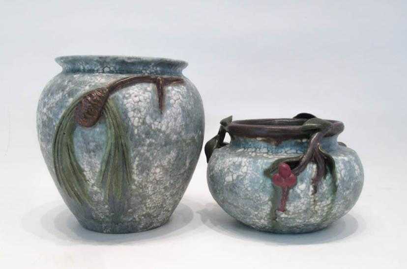 Appraisal: TWO EPHRAIM FAIENCE AMERICAN ART POTTERY VASES the first in