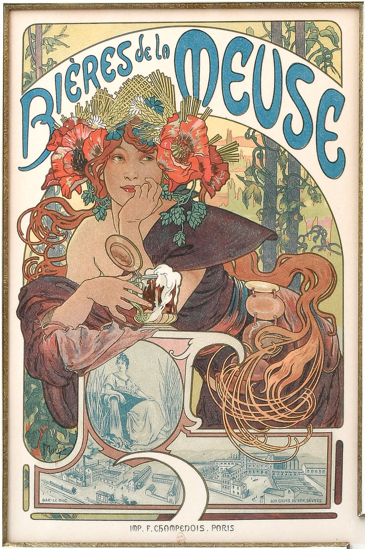 Appraisal: EXCEPTIONAL ART NOUVEAU LES MAITRES DE L'AFFICHE MUCHA LITHOGRAPH ''Bieres