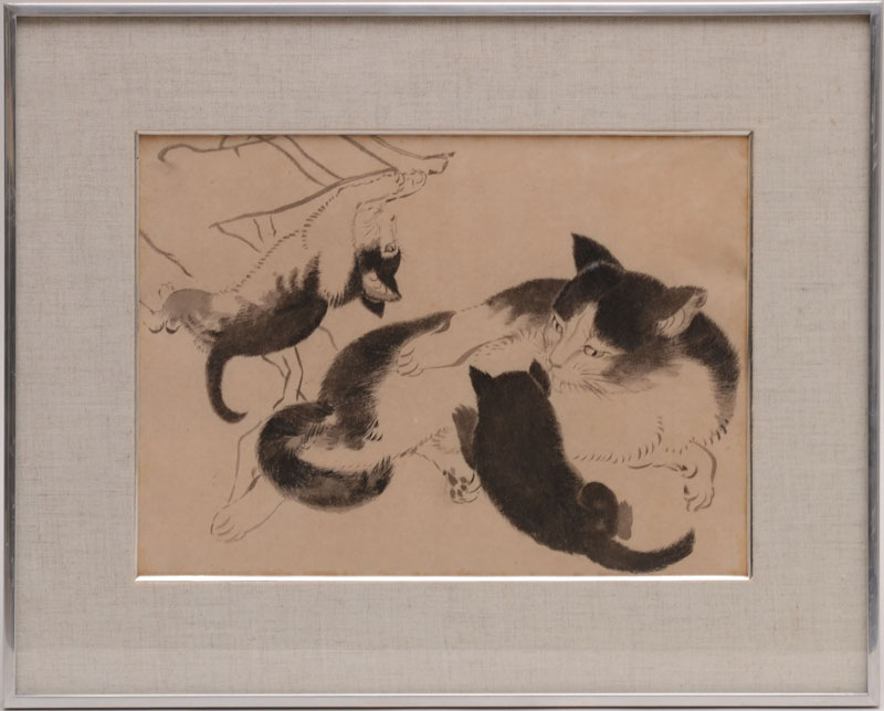 Appraisal: Japanese School th Early th C Cat and Kittens Woodblock