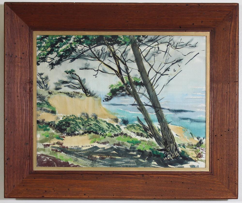 Appraisal: JULIUS MILFORD ELLISON California Iowa - watercolor on paper coastal