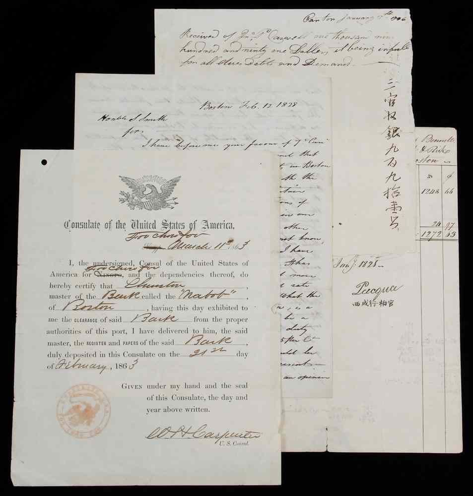 Appraisal: INTERESTING EARLY CHINA TRADE TEA TRADE DOCUMENTS-four items Document signed