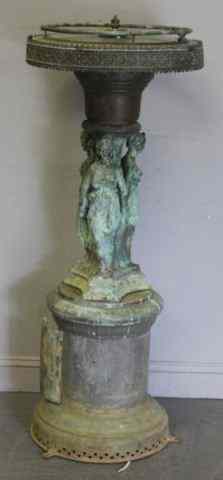 Appraisal: Patinated Vintage Figural Fountain as a TorchiereLamp As found condition