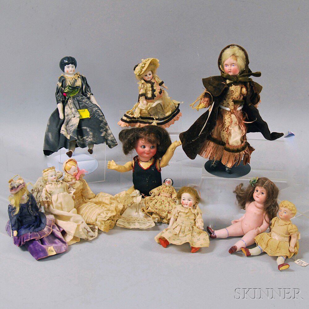 Appraisal: Twelve Small Dolls two china head with bisque limbs larger