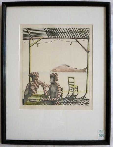 Appraisal: FRANCOIS-XAVIER LALANNE COLOR LITHOGRAPH French - Ulysse two figures at