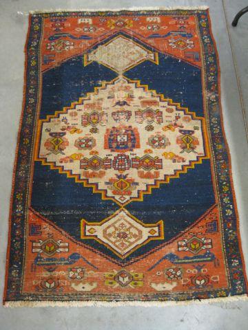 Appraisal: Malayer Persian Handmade Rug geometrics blue field ' x '