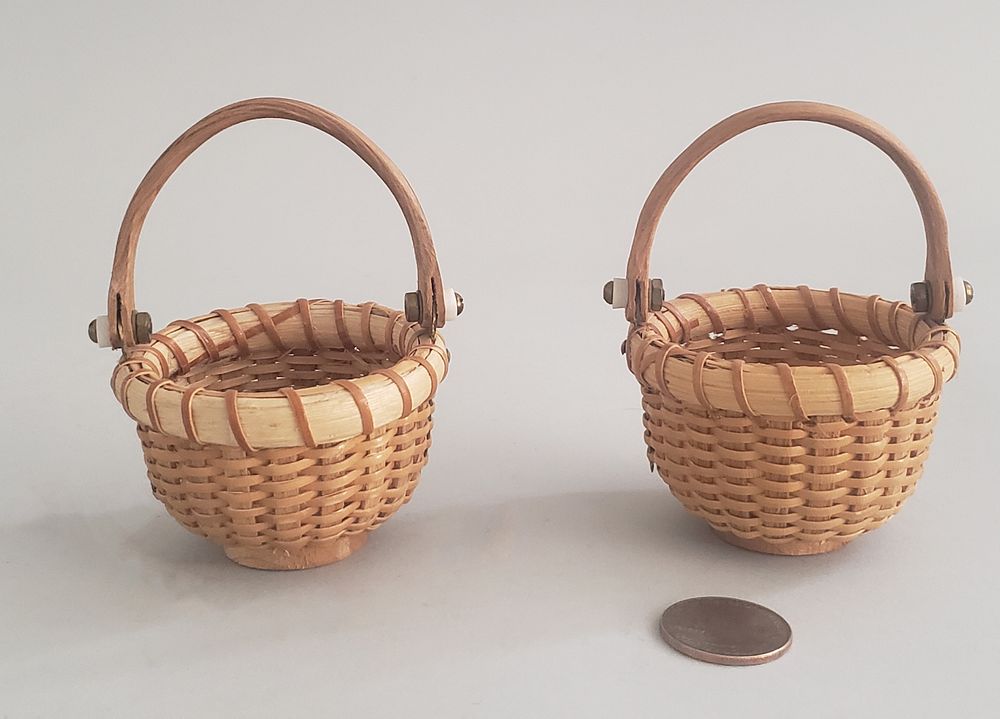 Appraisal: Pair of Henry Huyser Miniature Nantucket Baskets Pair of Henry