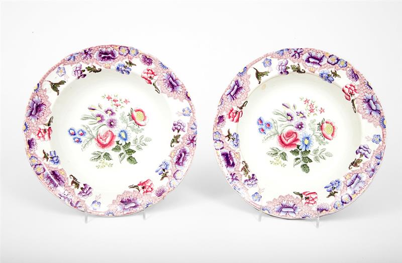 Appraisal: PAIR OF SPODE NEW FAIENCE SOUP PLATES One with old