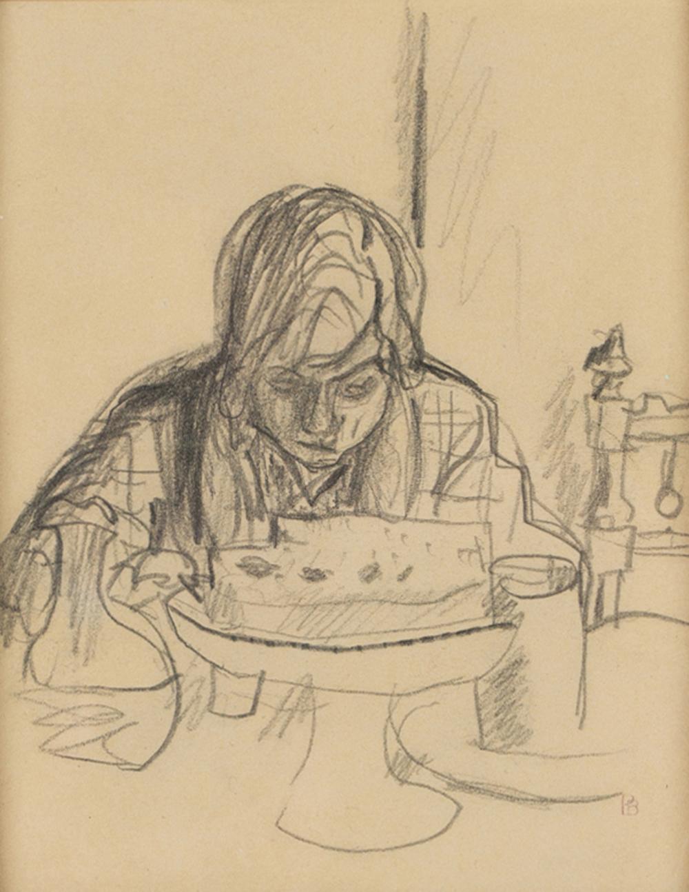 Appraisal: PIERRE BONNARD - FEMME A LA TABLE pencil on paper