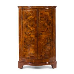 Appraisal: An Italian Burl Walnut Corner Cabinet Mid- th Century Height