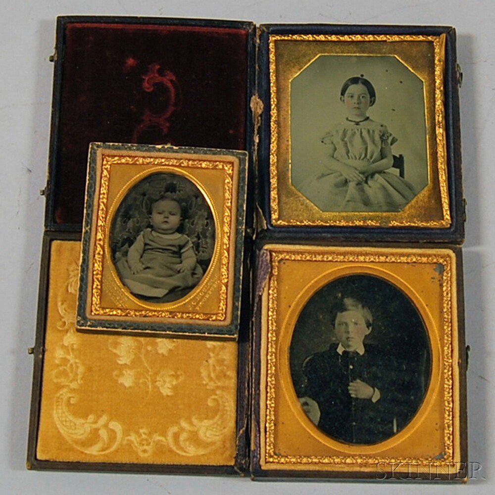 Appraisal: Three Ambrotype Portraits of Children two sixth-plates of a little