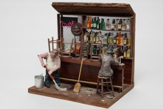 Appraisal: Scott Wilson American th Scott Wilson Bar Scene clay sculpture