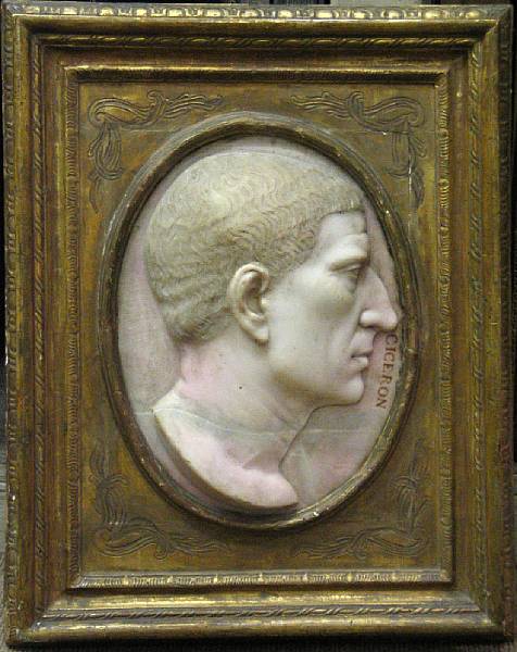 Appraisal: An Italian carved marble relief portrait of Cicero th century