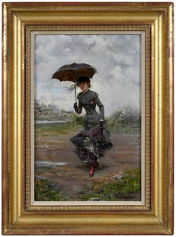 Appraisal: Ludovico Marchetti Italian - Jeune Parisienne au Parapluie signed lower