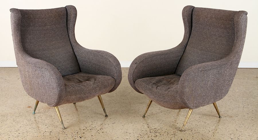 Appraisal: PAIR ITALIAN CLUB CHAIRS MANNER OF MARCO ZANUSO A pair